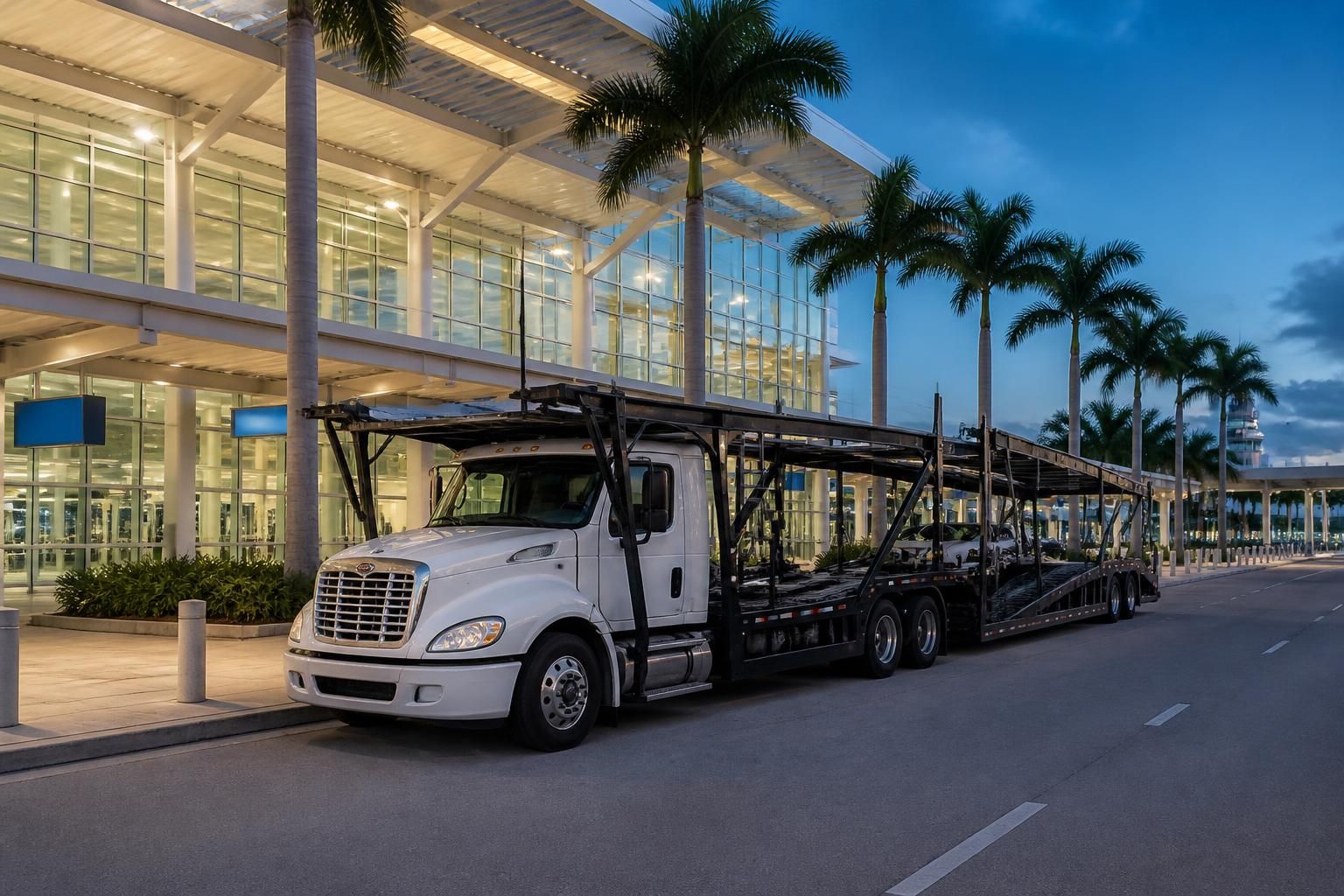 Vehicle handover near the RSW airport terminal by Fort Myers Auto Transport